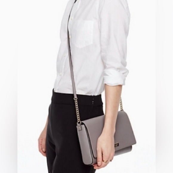 KATE SPADE♠️New York "Alek" TIDEN PLACE🩶CLIFF GREY🩶SAFFIANO LEATHER BAG🌟EUC🌟 - Picture 3 of 17